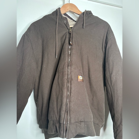 Canada Workgear Jacket Mens XLarge Brown Hood Cotton Fleece Lined Heavy Chore - Picture 2 of 7